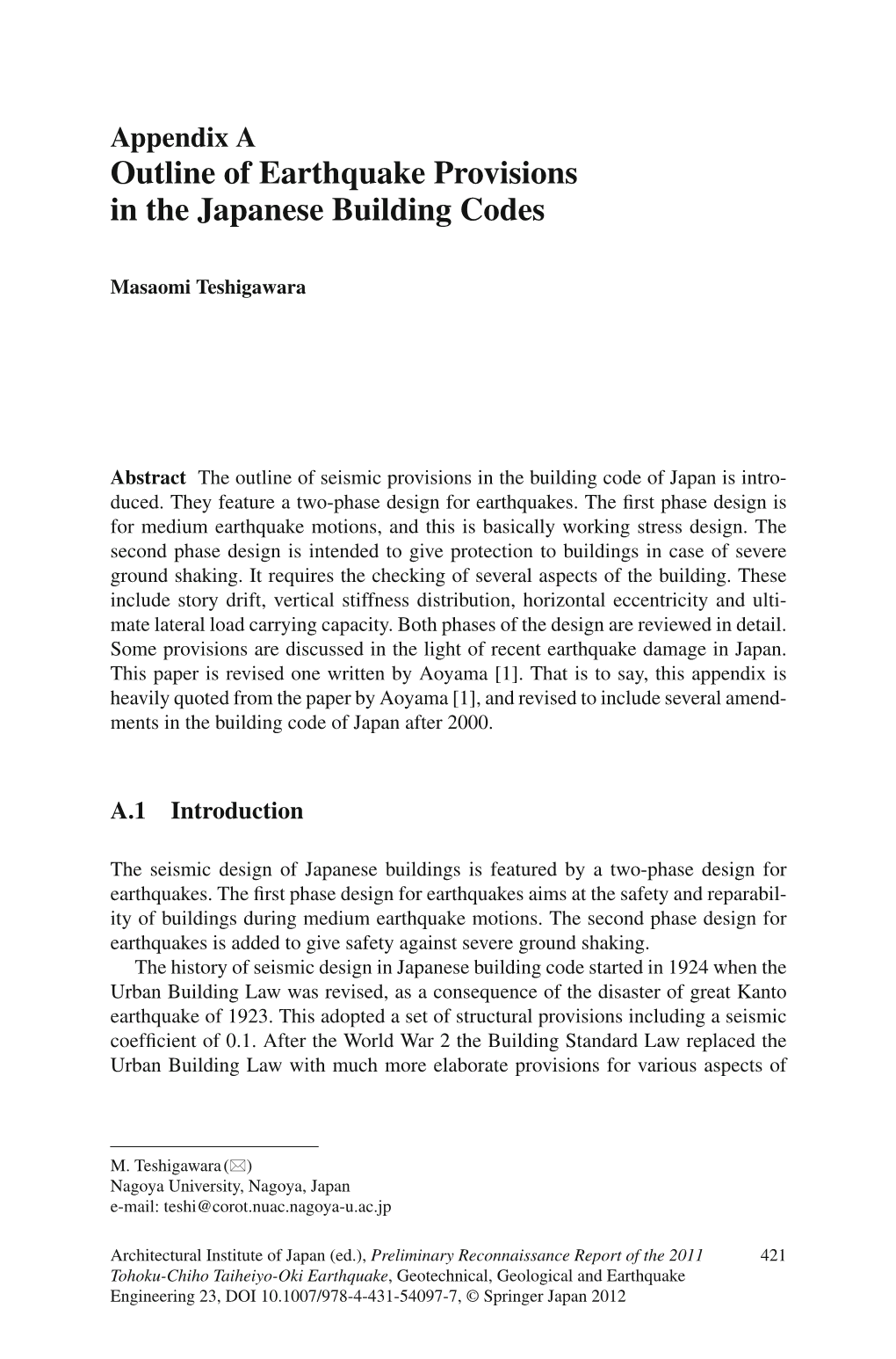 Outline of Earthquake Provisions in the Japanese Building Codes