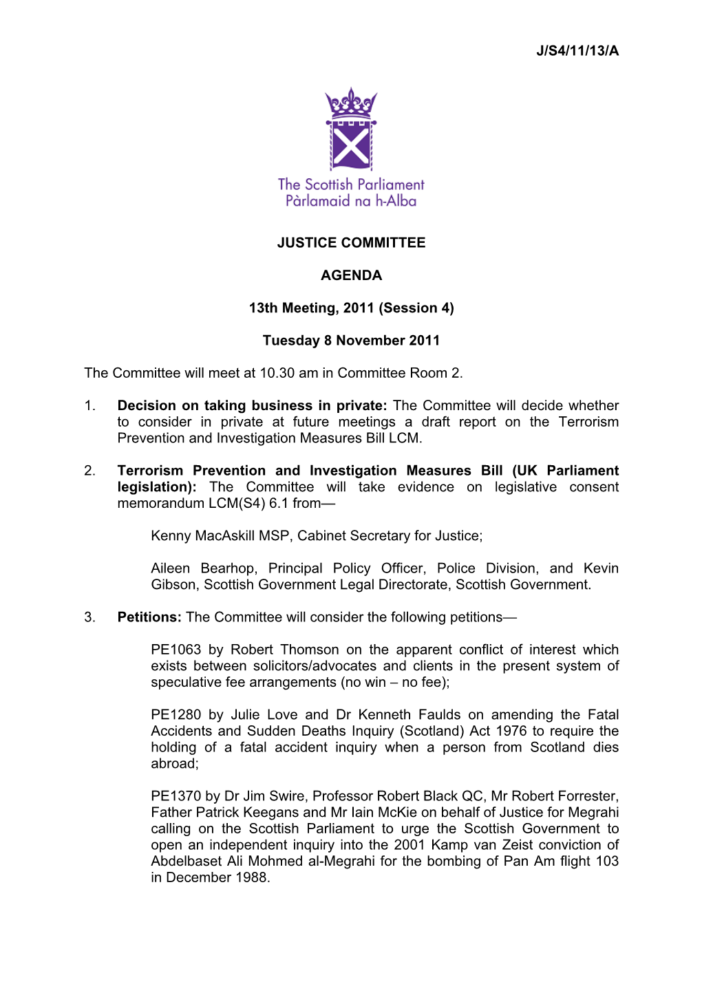 Read the Papers for the Meeting on 8 November 2011