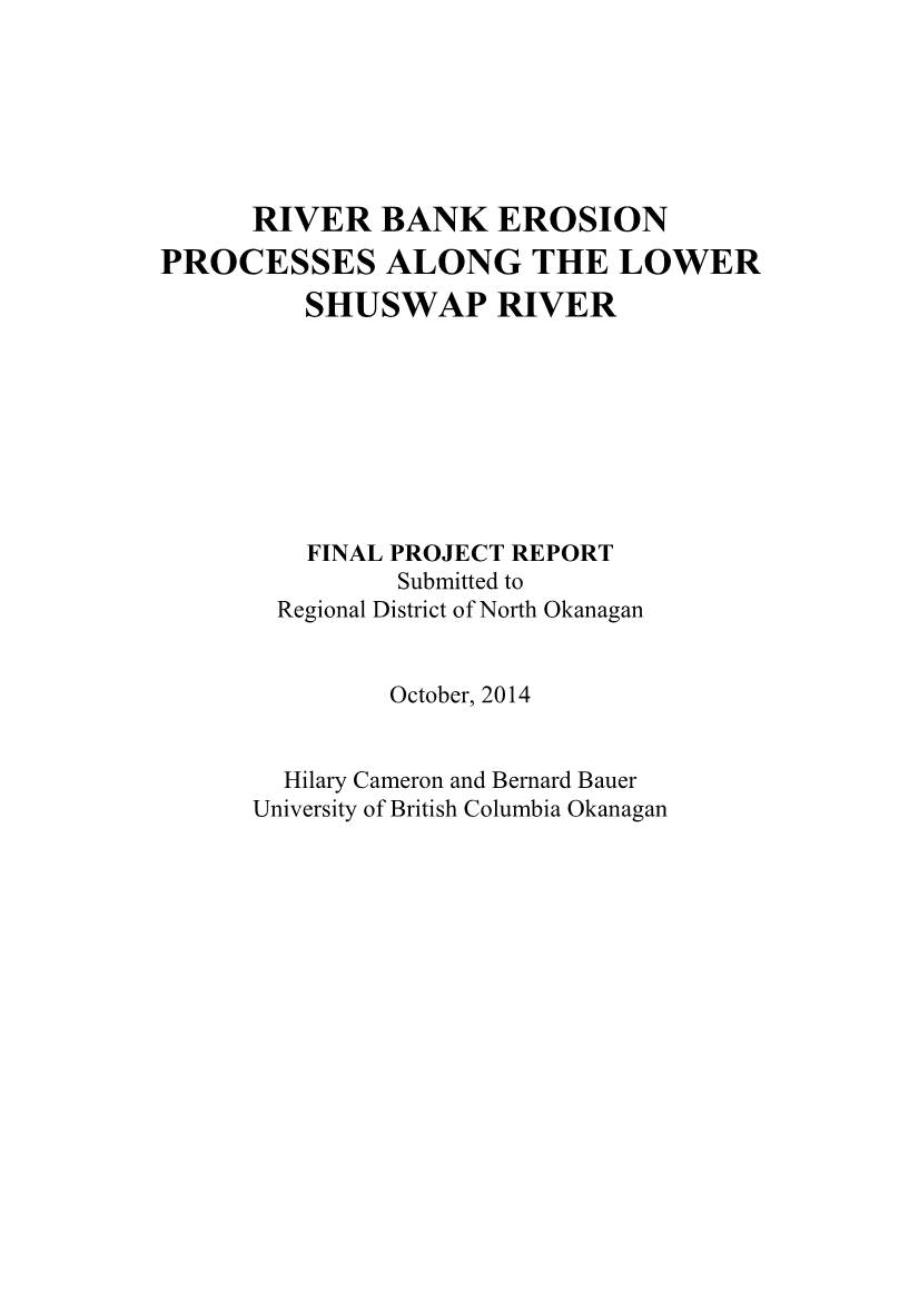 River Bank Erosion Processes Along the Lower Shuswap River