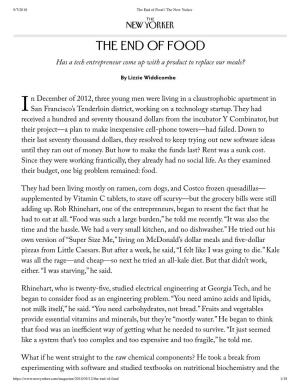 The End of Food | the New Yorker