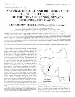 Natural History and Biogeography of the Butterflies of the Toiyabe Range, Nevada (Lepidoptera: Papilionoidea)