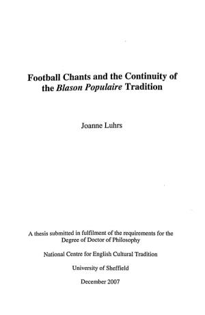 Football Chants and the Continuity of the Blason Populaire Tradition
