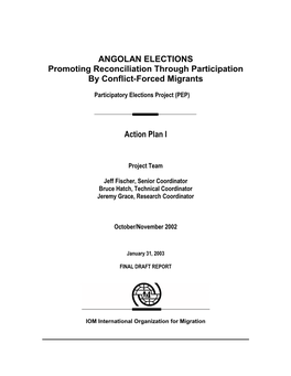 Angolan Elections: Promoting Reconciliations Through