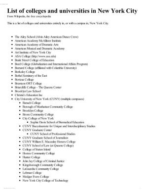 List of Colleges and Universities in New York City from Wikipedia, the Free Encyclopedia