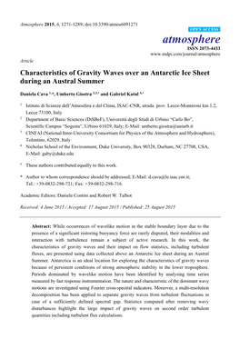 Characteristics of Gravity Waves Over an Antarctic Ice Sheet During an Austral Summer