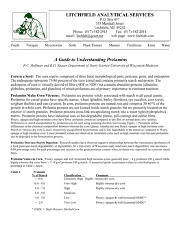 A Guide to Understanding Prolamins LITCHFIELD ANALYTICAL