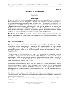 Article the Value of Dream Work