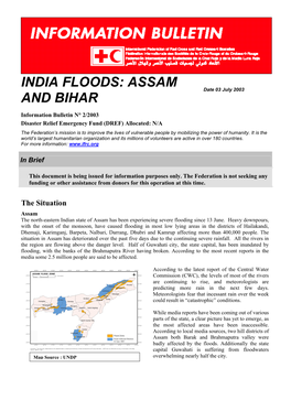 India Floods: Assam and Bihar; Information Bulletin No