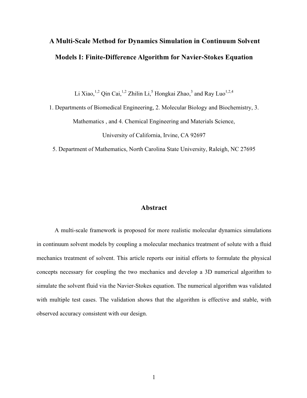 A Multi-Scale Method for Dynamics Simulation in Continuum Solvent