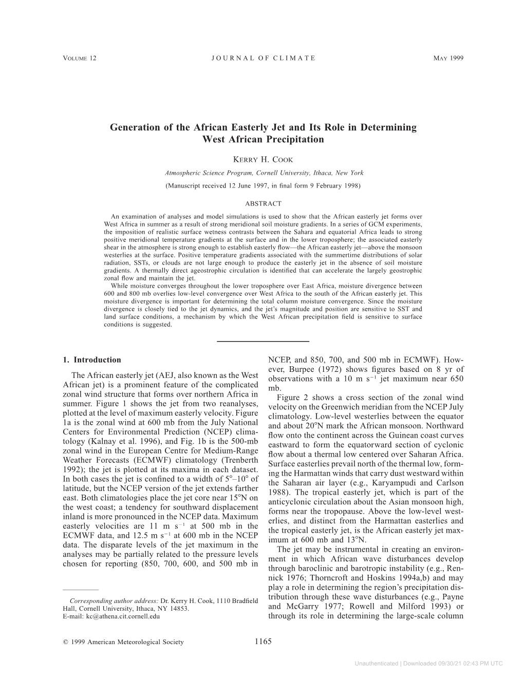 Generation of the African Easterly Jet and Its Role in Determining West African Precipitation