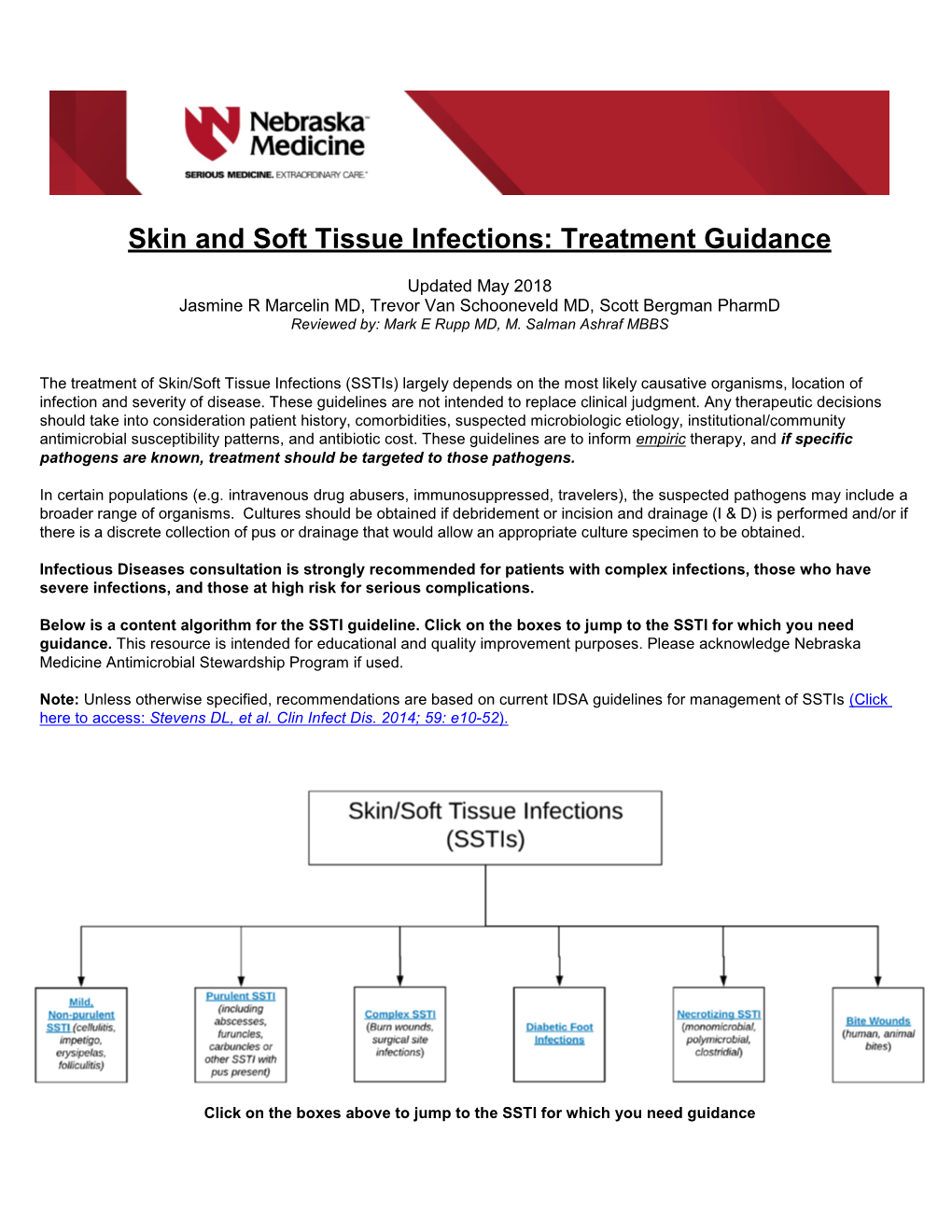 Institutional Guidelines for Treatment of Skin and Soft Tissue Infections