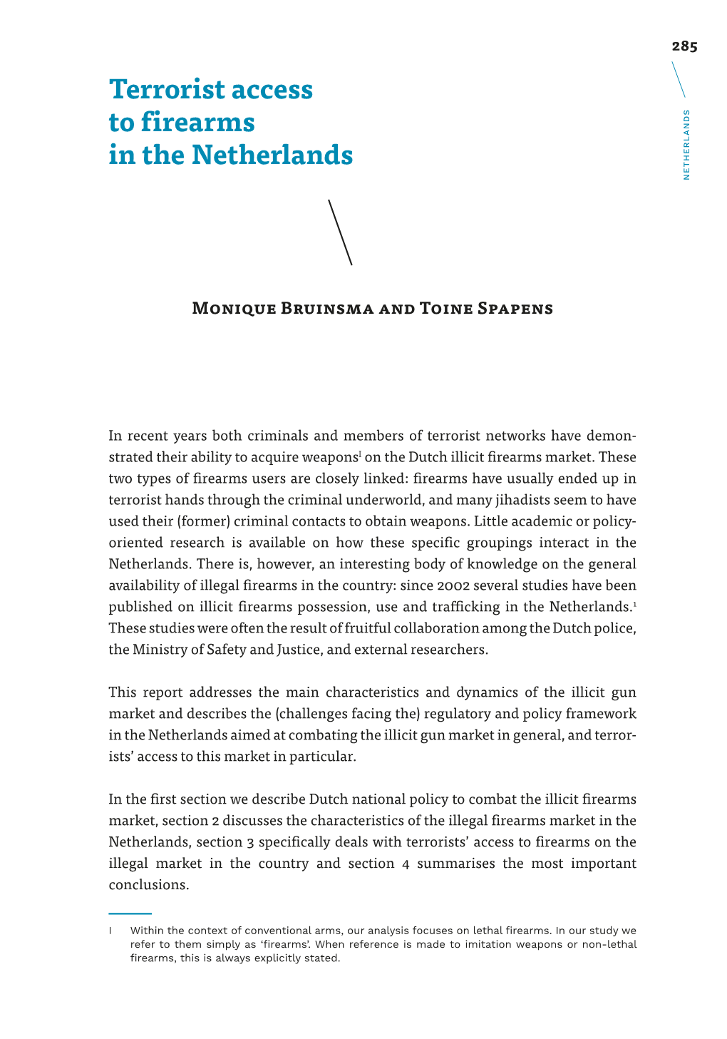 Terrorist Access to Firearms in the Netherlands NETHERLANDS