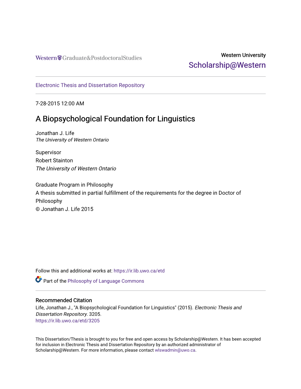 A Biopsychological Foundation for Linguistics