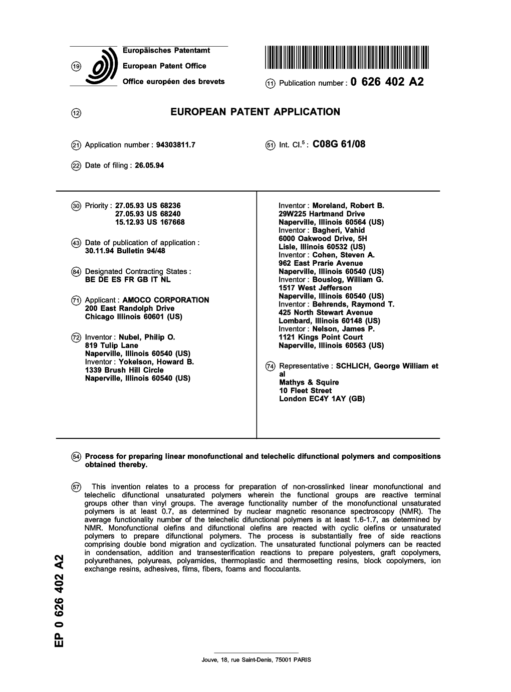 Process for Preparing Linear Monofunctional and Telechelic Difunctional Polymers and Compositions Obtained Thereby