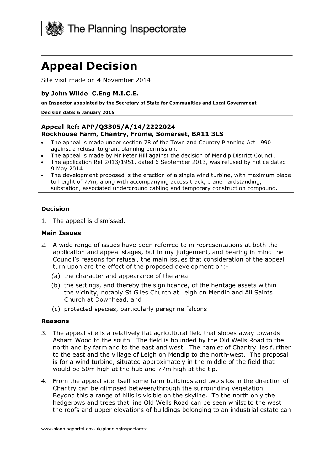 Appeal Decision Site Visit Made on 4 November 2014 by John Wilde C.Eng M.I.C.E