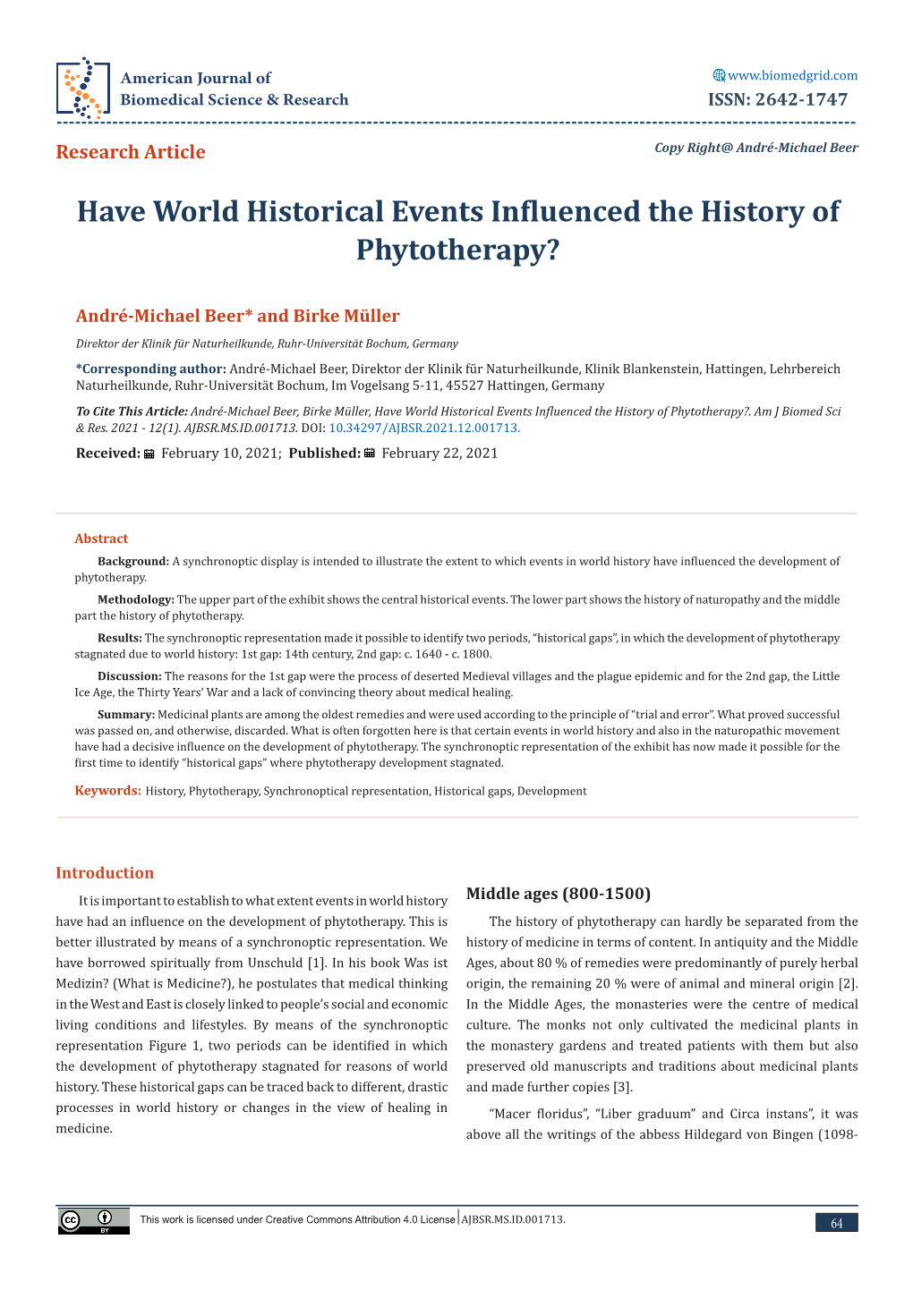 Have World Historical Events Influenced the History of Phytotherapy?