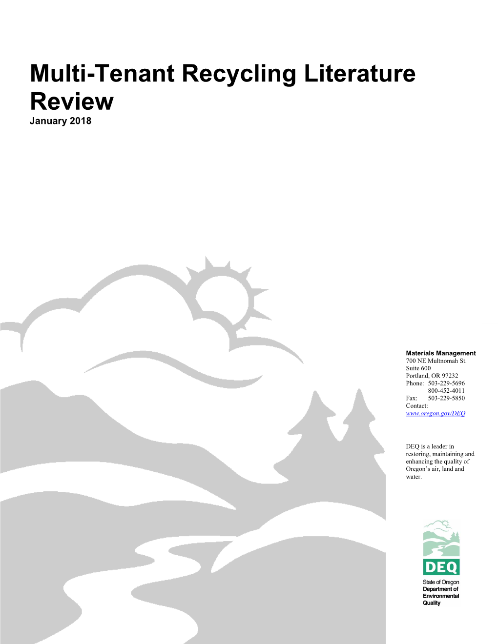 Multi-Tenant Recycling Literature Review January 2018