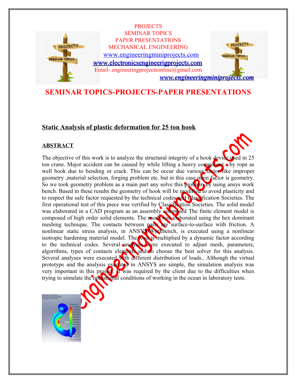 Analysis of Plastic Deformation of 25 Ton Hook