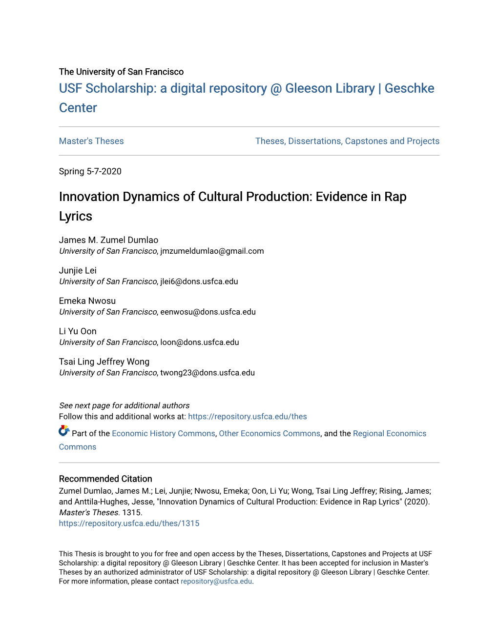 Innovation Dynamics of Cultural Production: Evidence in Rap Lyrics