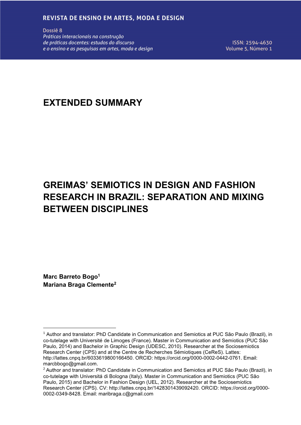 Extended Summary Greimas' Semiotics in Design And