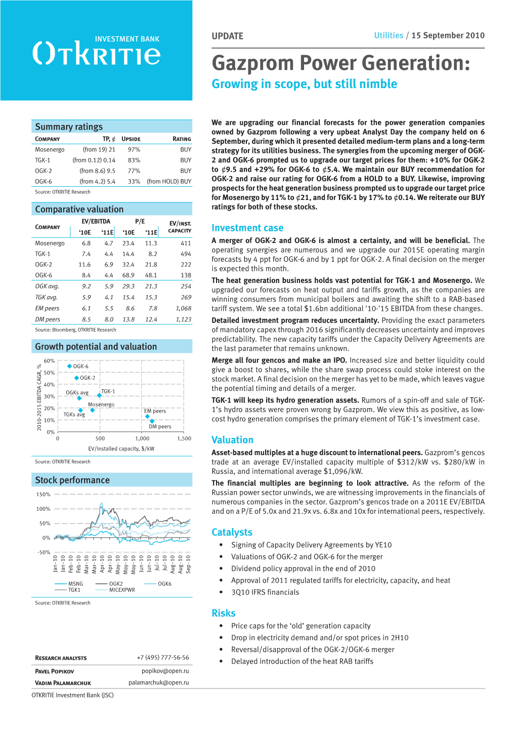 Gazprom Power Generation: Growing in Scope, but Still Nimble