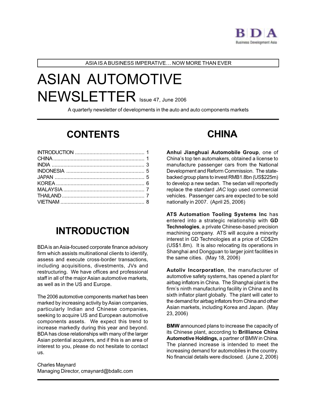 Asian Auto Newsletter Sep 2005