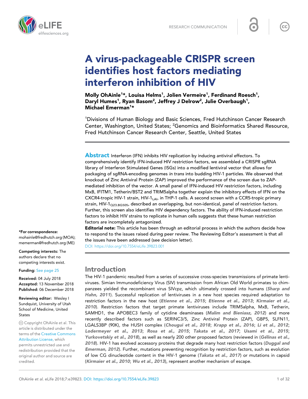 A Virus-Packageable CRISPR Screen Identifies Host Factors Mediating