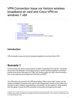 VPN Connection Issue Via Verizon Wireless Broadband Air Card and Cisco VPN on Windows 7 X64