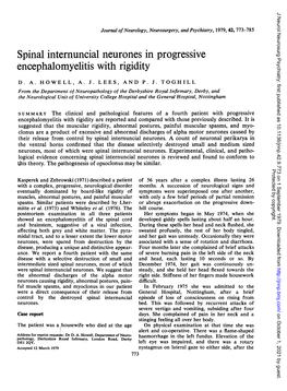 Spinal Internuncial Neurones in Progressive Encephalomyelitis with Rigidity