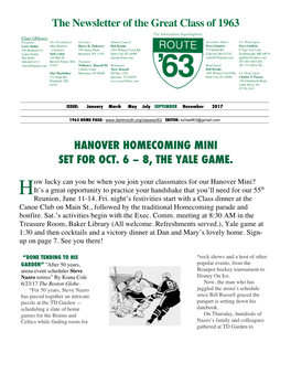 The Newsletter of the Great Class of 1963