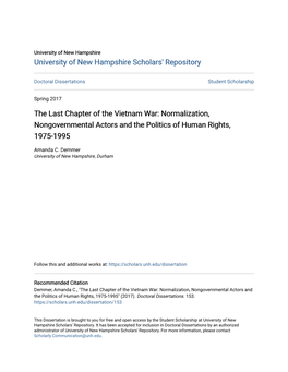 The Last Chapter of the Vietnam War: Normalization, Nongovernmental Actors and the Politics of Human Rights, 1975-1995