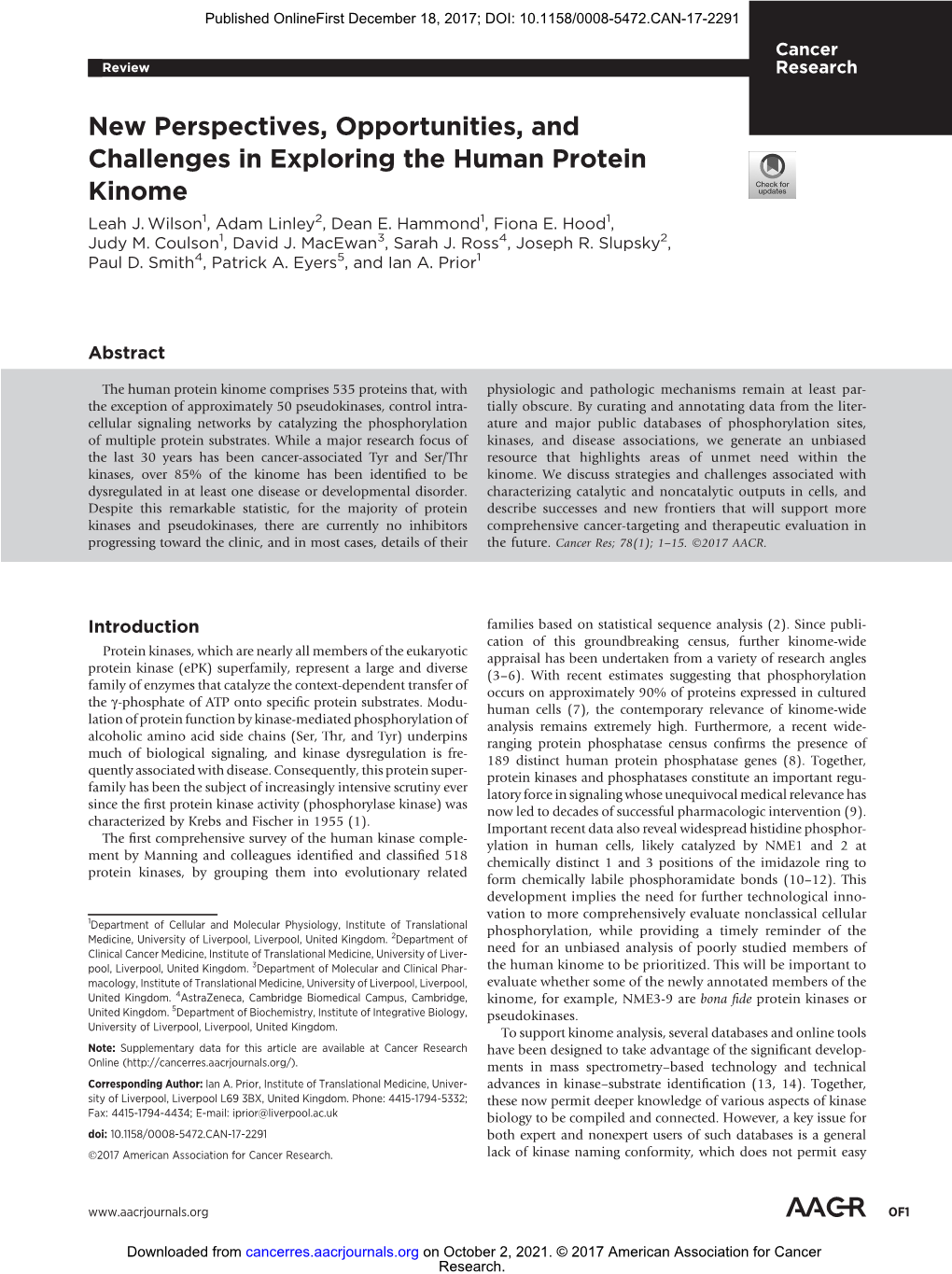 New Perspectives, Opportunities, and Challenges in Exploring the Human Protein Kinome Leah J