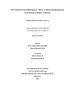 Internal Transcribed Spacer2: Rdna) Evolution and Phylogenetics in Octocorals (Cnidaria: Anthozoa