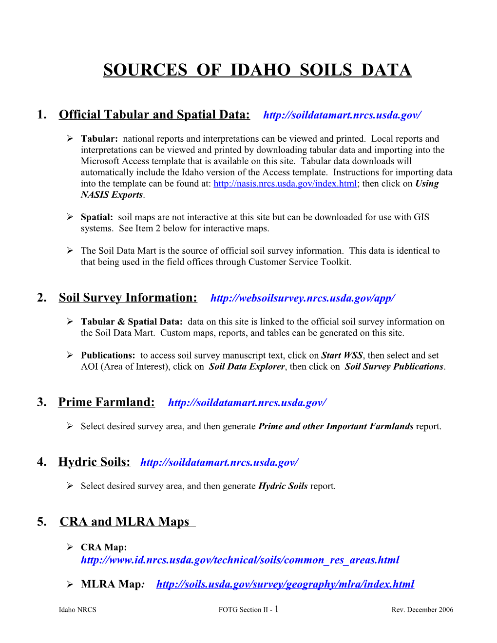 Sources of Soils Data