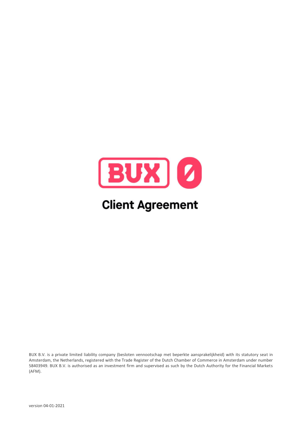 BUX Zero Client Agreement