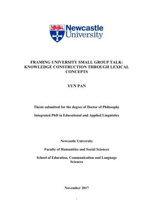 Framing University Small Group Talk: Knowledge Construction Through Lexical Concepts