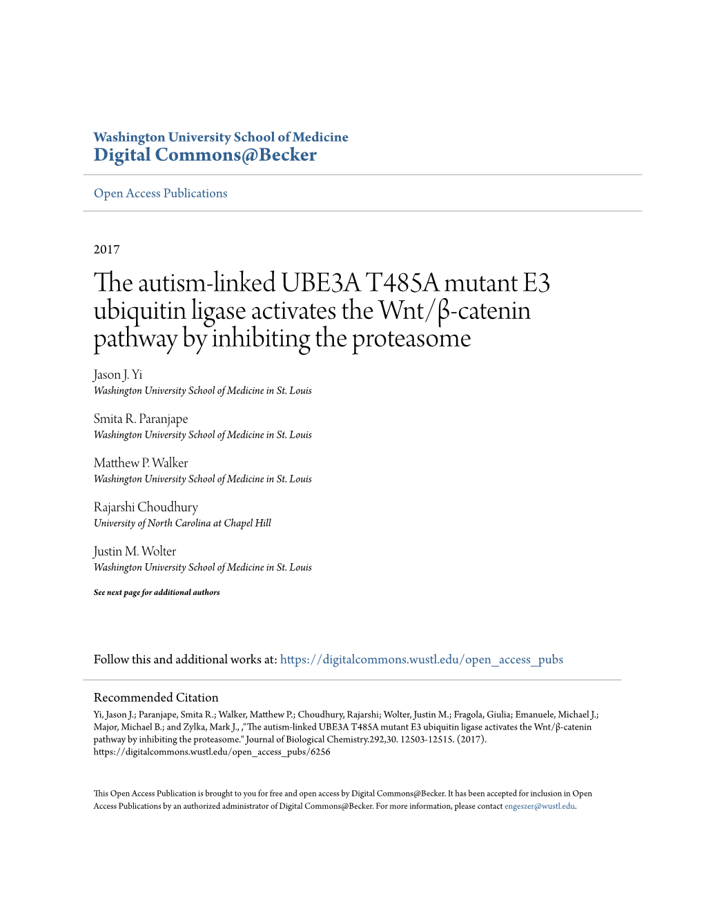 The Autism-Linked UBE3A T485A Mutant E3 Ubiquitin Ligase Activates