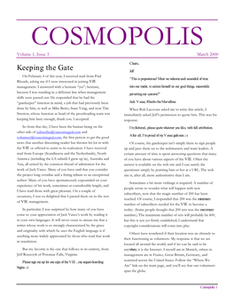 Cosmopolis 3 (Editor’S Note: Mr