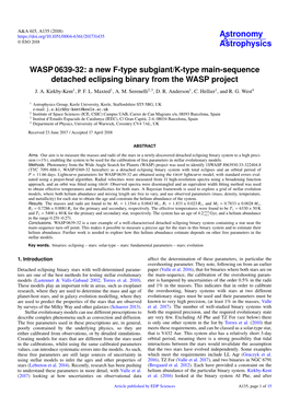 WASP 0639-32: a New F-Type Subgiant/K-Type Main-Sequence Detached Eclipsing Binary from the WASP Project J