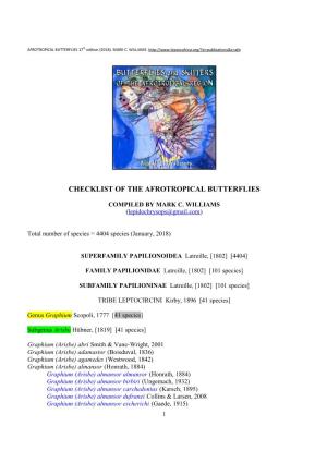 432 Checklist of Afrotropical Butterflies