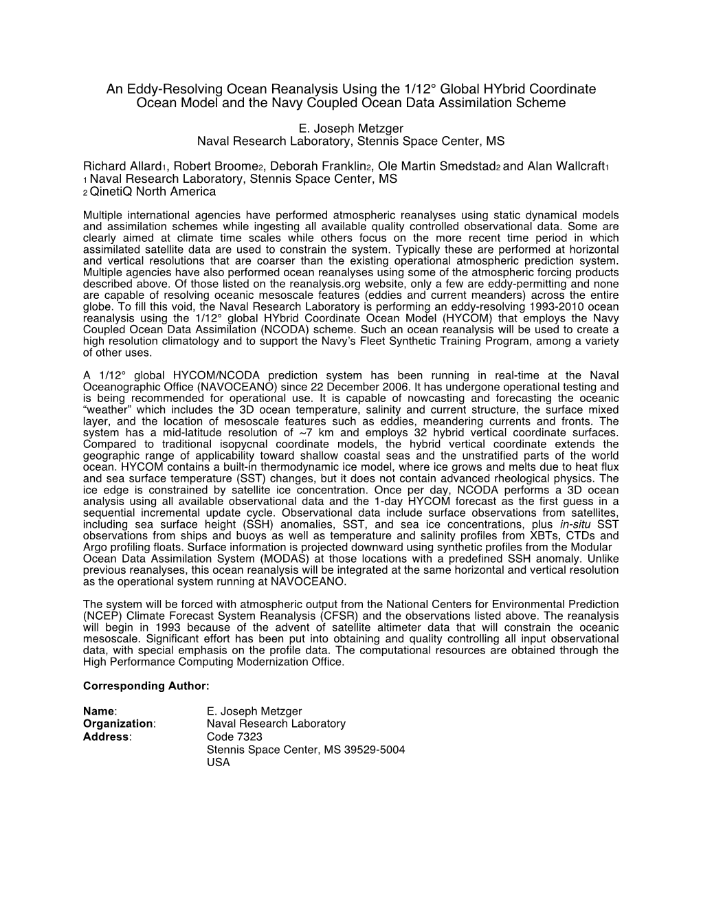 An Eddy-Resolving Ocean Reanalysis Using the 1/12° Global Hybrid Coordinate Ocean Model and the Navy Coupled Ocean Data Assimilation Scheme