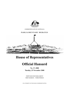 House of Representatives Official Hansard No