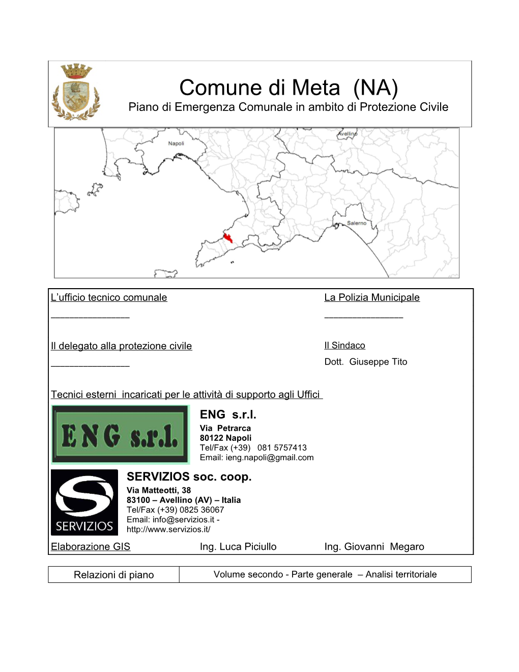 Comune Di Meta (NA) Piano Di Emergenza Comunale in Ambito Di Protezione Civile