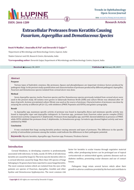 Extracellular Proteases from Keratitis Causing Fusarium, Aspergillus and Dematiaceous Species