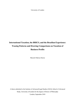 International Taxation, the BRICS, and the Brazilian Experience: Tracing Patterns and Drawing Comparisons on Taxation of Business Profits