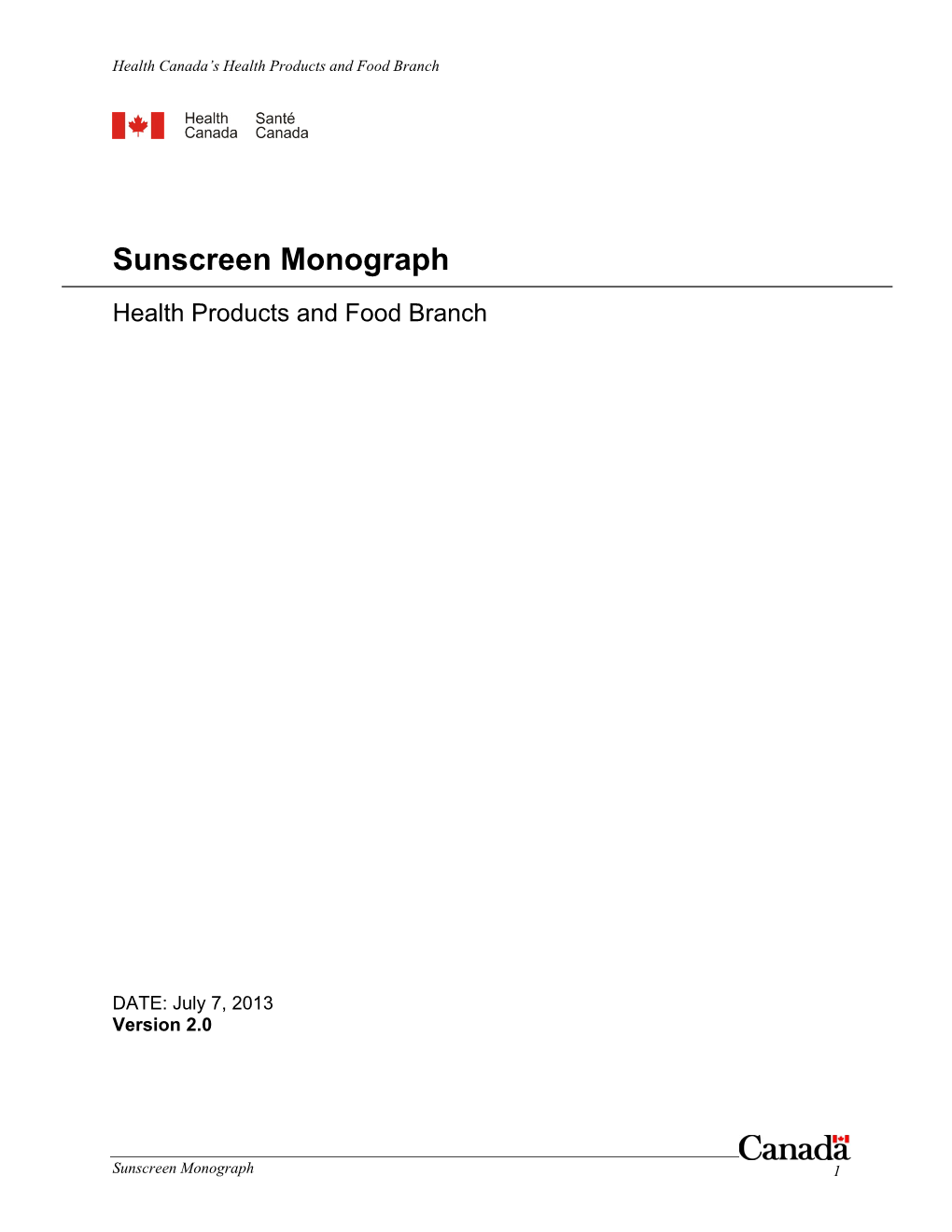 Sunscreen Monograph