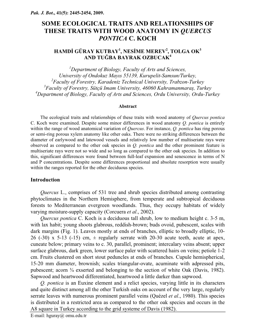 Some Ecological Traits and Relationships of Wood Anatomy In