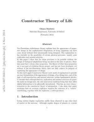 Constructor Theory of Life