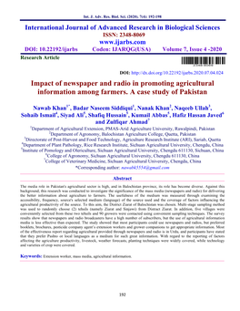 Impact of Newspaper and Radio in Promoting Agricultural Information Among Farmers