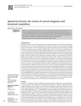 Sportsman Hernia; the Review of Current Diagnosis and Treatment Modalities